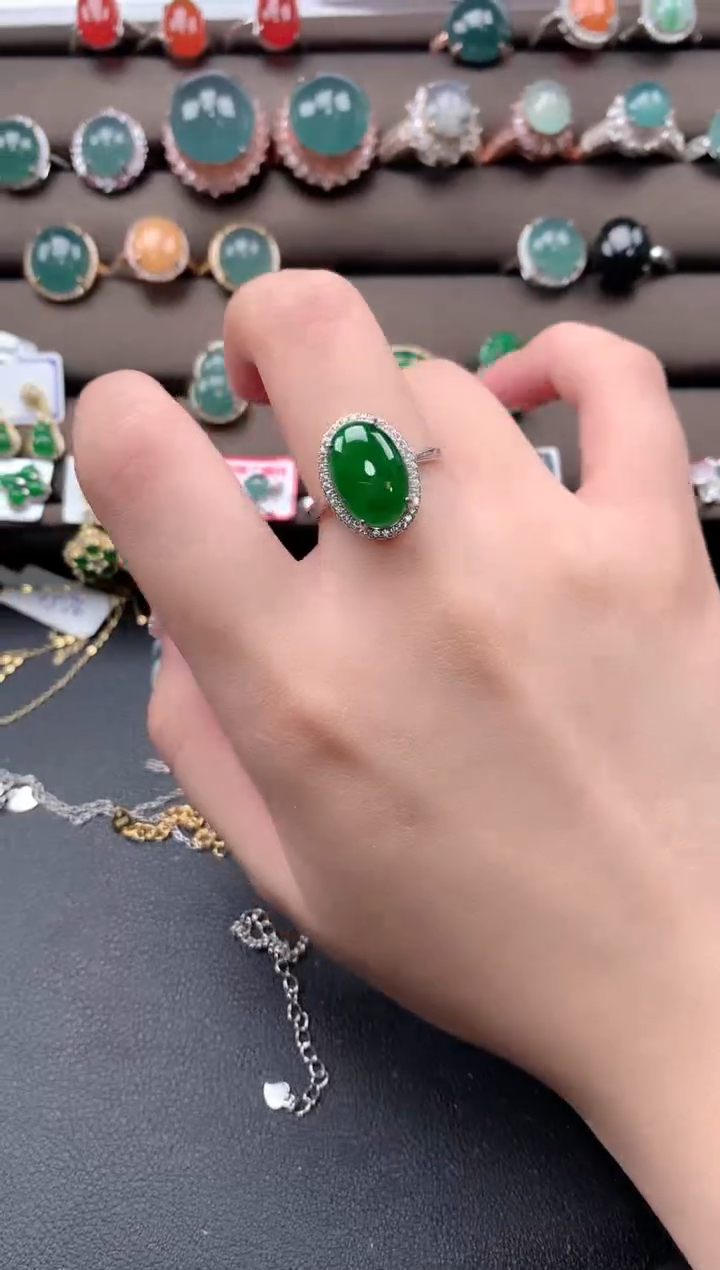 【闪购商品】翡翠戒指银S925镶嵌52141