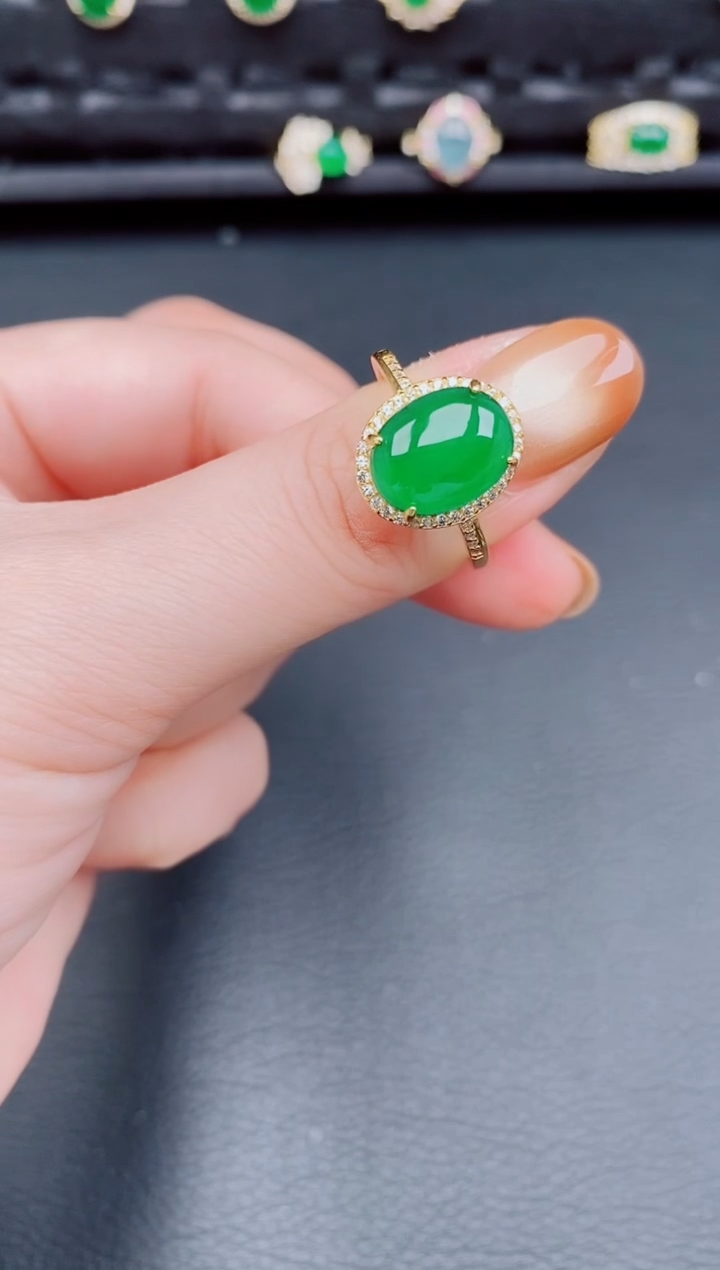 【闪购商品】翡翠戒指银S925镶嵌天然a货翡翠294