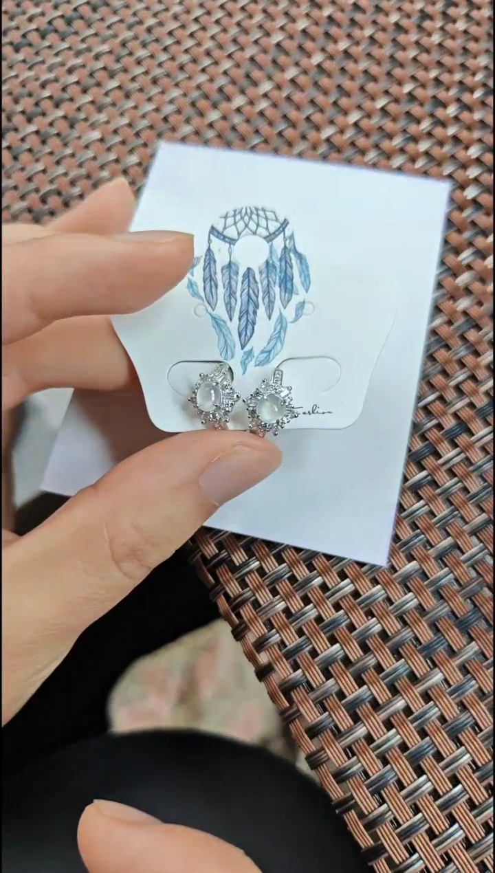 【闪购商品】翡翠耳饰银S925镶嵌翡翠耳饰S925银镶嵌