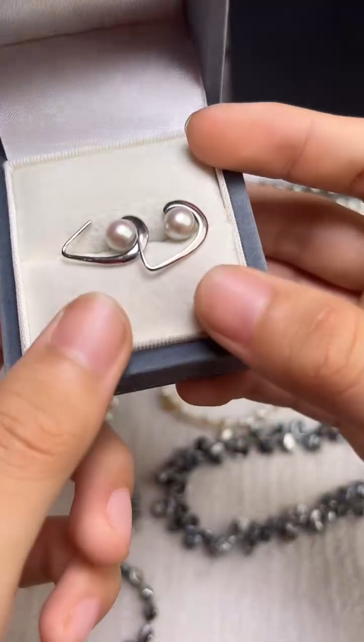 银S925镶嵌耳饰海水珍珠珍珠