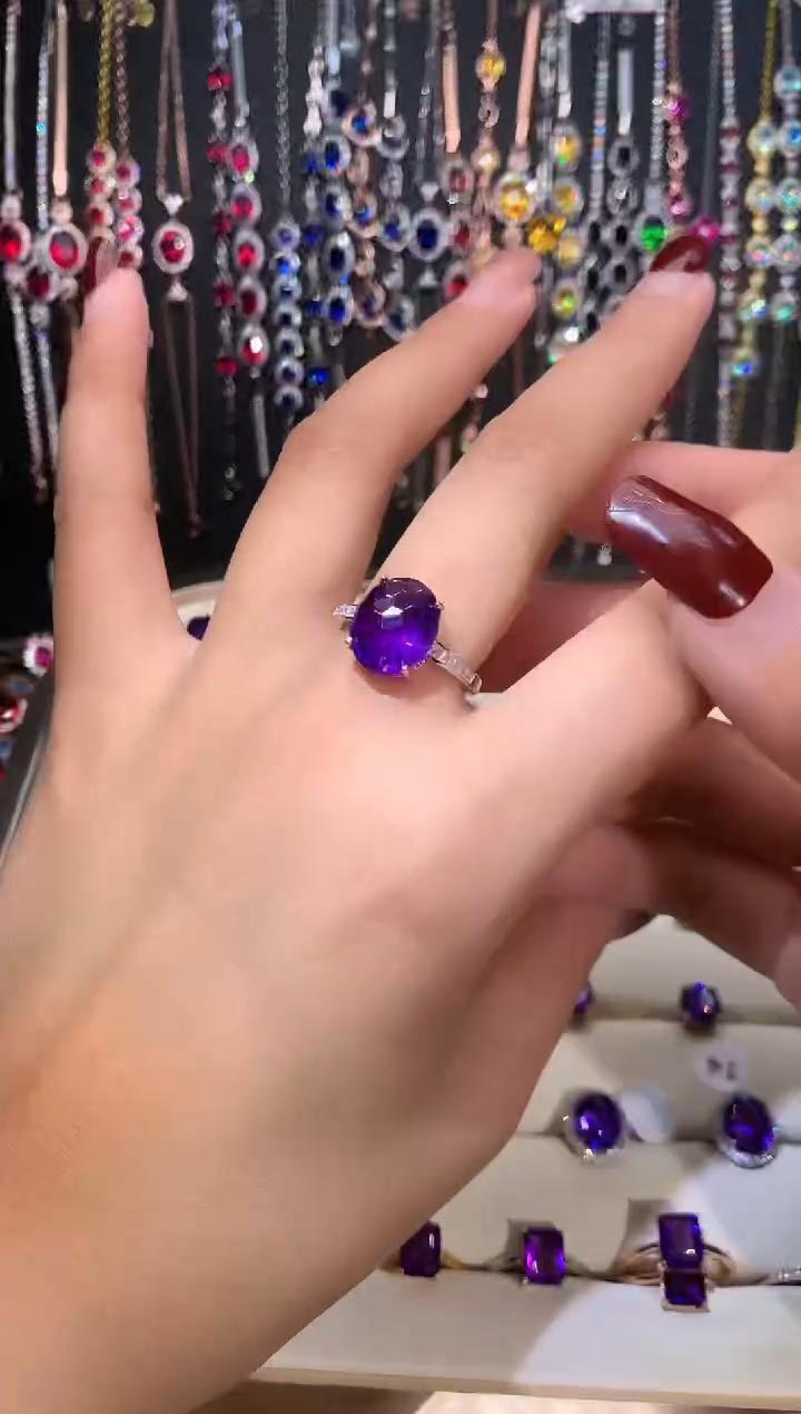 【闪购商品】水晶戒指银S925镶嵌银色10.12