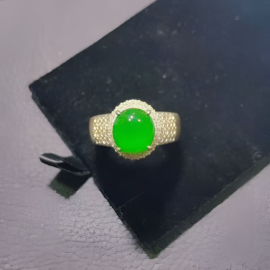 天然A货翡翠戒指满绿绿色时尚精美高冰时尚绿色豪华满色冰阳绿