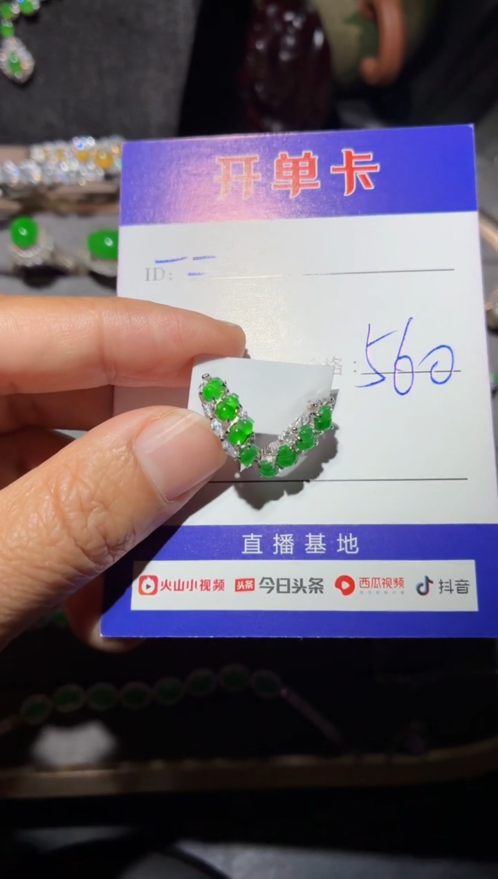 银S925镶嵌翡翠耳饰一*0030587201