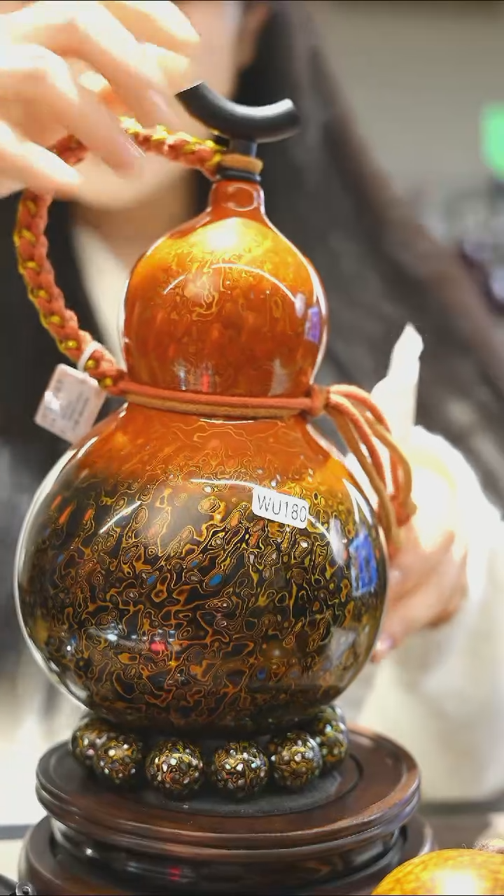 【闪购商品】WU180漆艺酒葫芦不包手串及旋转底座