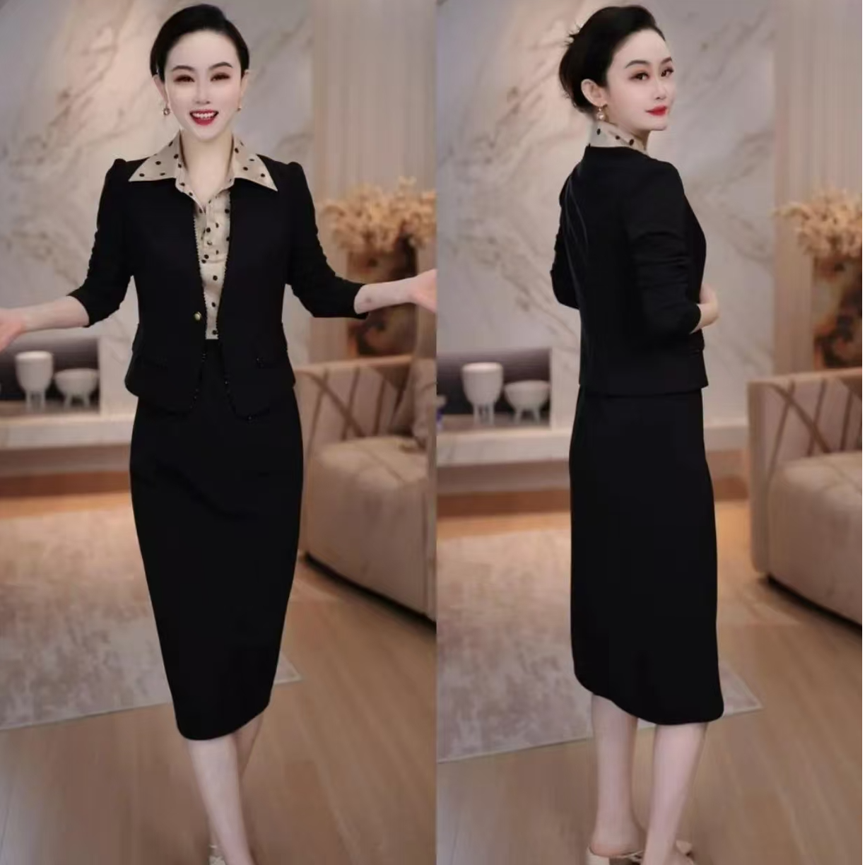 西服外套+连衣裙2025早秋时尚优雅清新气质女士轻奢套装裙