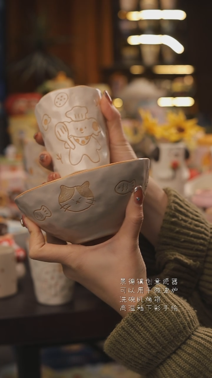 随机景德镇釉下彩绘设计师款式陶瓷