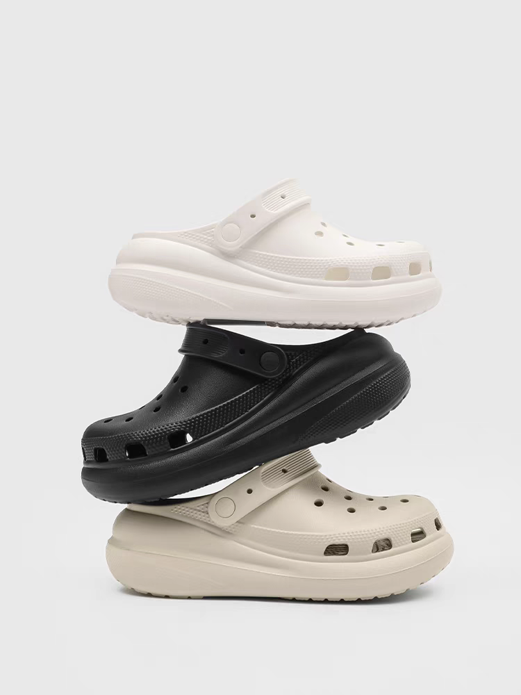 【泡芙】增高5.2时尚女白色洞洞鞋包头低帮休闲青年舒适后空厚底