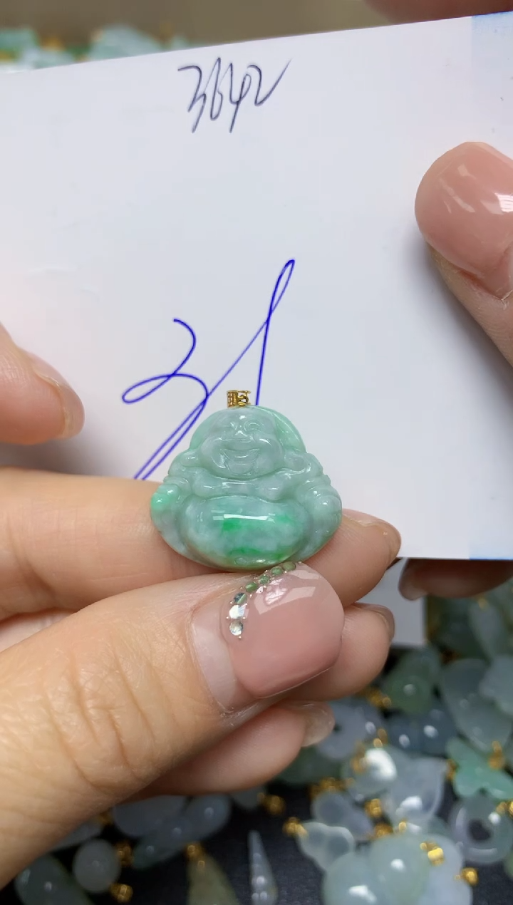 【闪购商品】翡翠挂件18K金镶嵌 天然翡翠A货