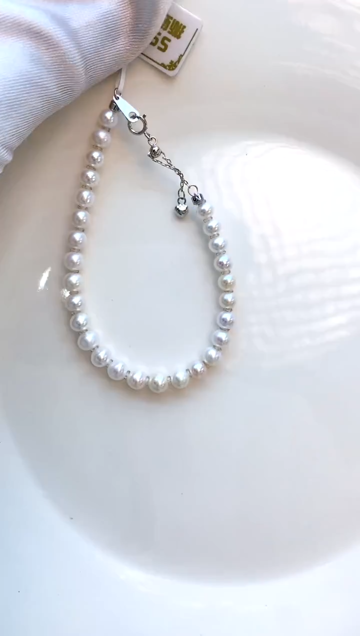 【闪购商品】淡水珍珠手链银S925镶嵌5-6