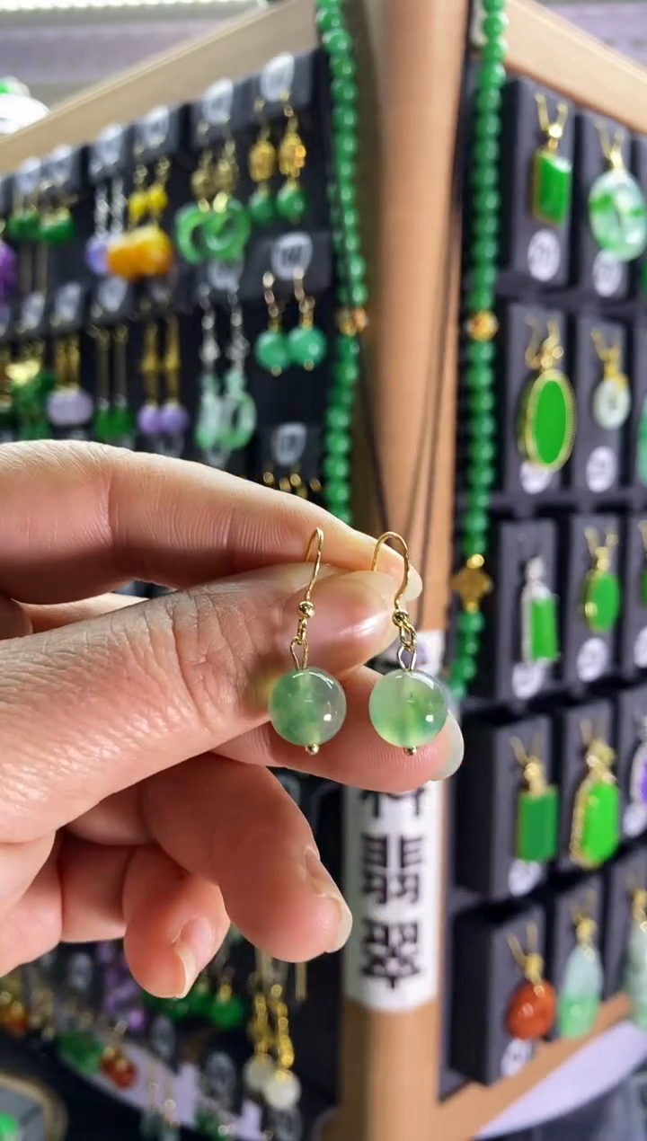 【闪购商品】翡翠耳饰银S925镶嵌998...