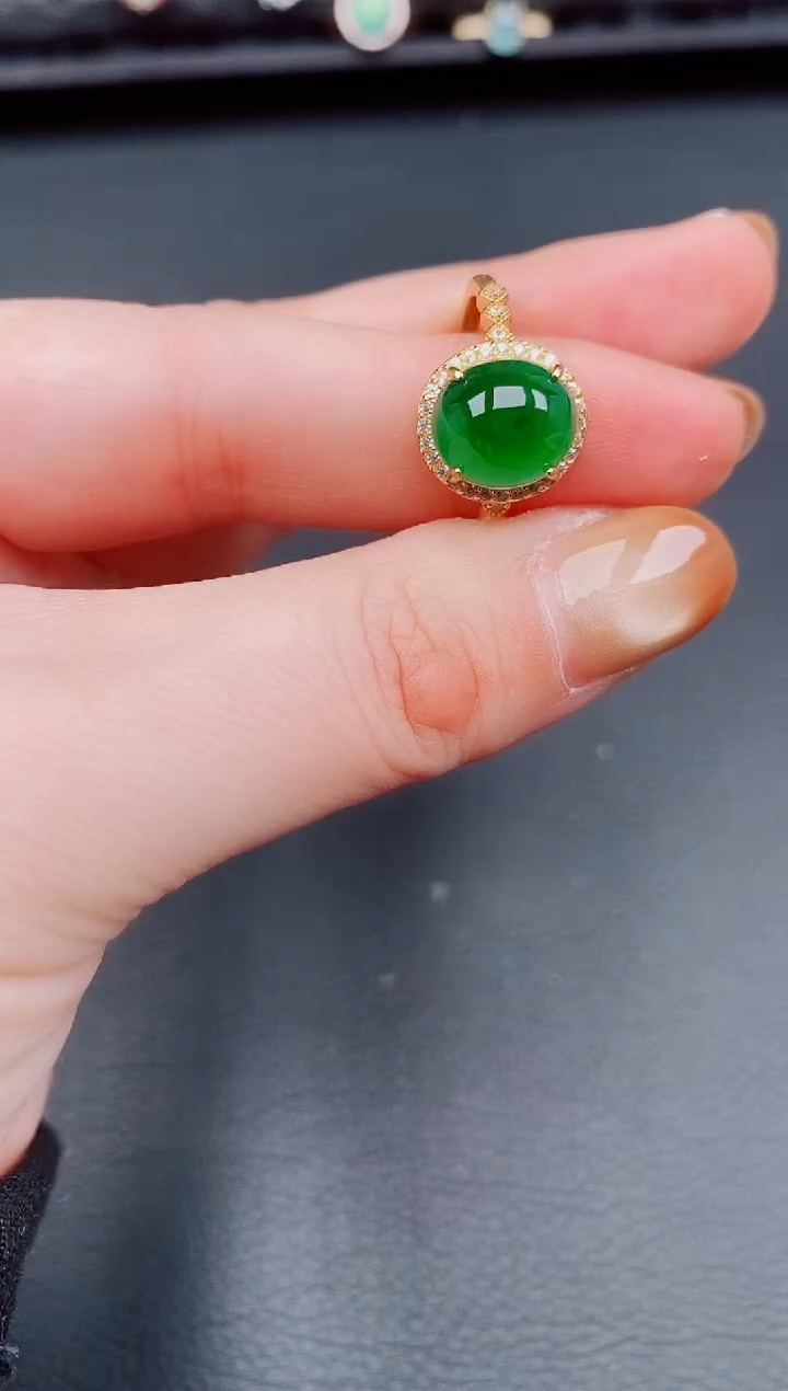 【闪购商品】翡翠戒指银S925镶嵌天然a货翡翠88