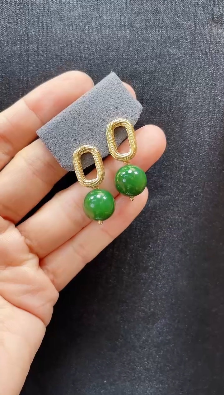 和田玉银S925镶嵌耳环多样性发一