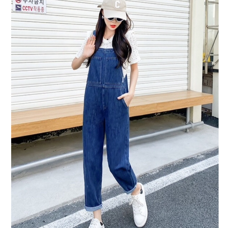 【南油玲姐】蓝色新款背带牛仔裤0085