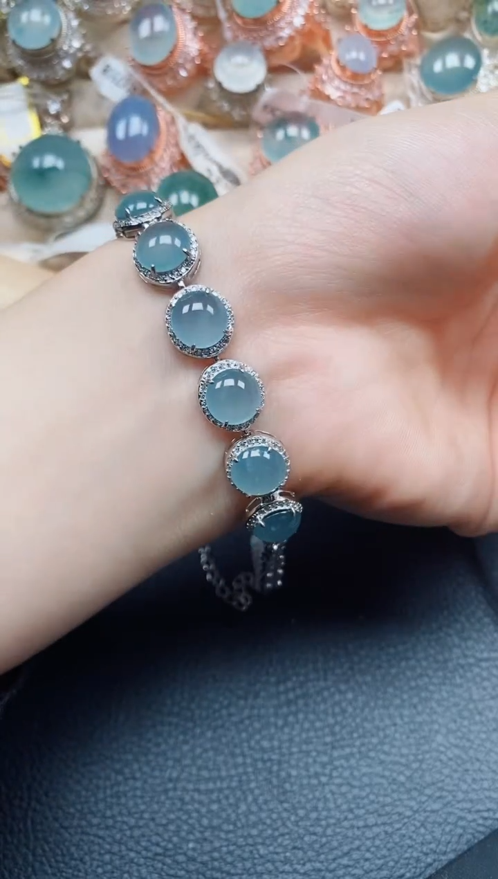 【闪购商品】翡翠手链银S925镶嵌翡翠
