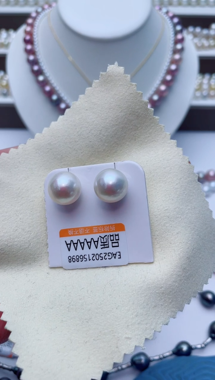 银S925镶嵌淡水珍珠耳饰W41