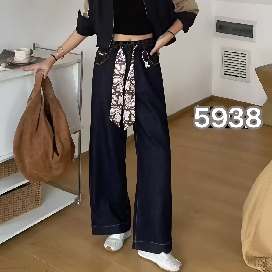 【玲子现货】5938 黑金松紧窄版直筒裤城市机能风小个子显瘦