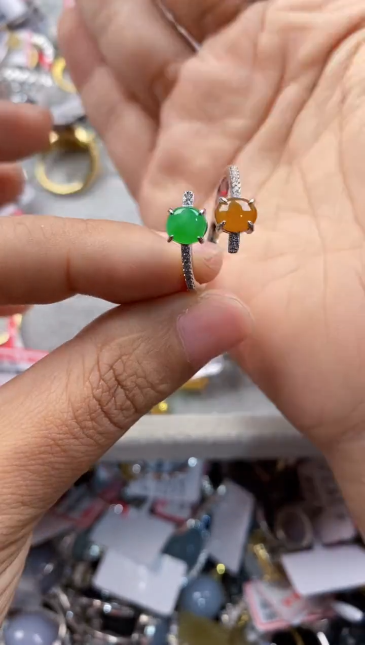 银S925镶嵌戒指翡翠333            10