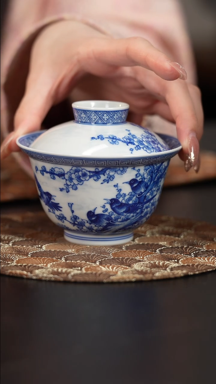 【闪购商品】杯看山柴窑青花喜上眉梢