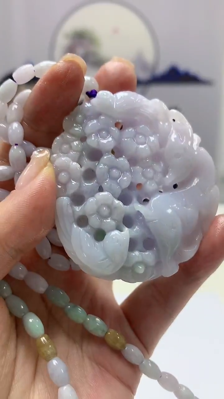 【闪购商品】定制翡翠未镶嵌5152ms-毛货鹿牌赠珠链49