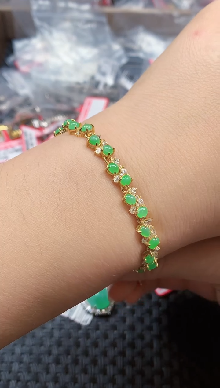 银S925镶嵌戒指翡翠天然A货缅甸翡翠