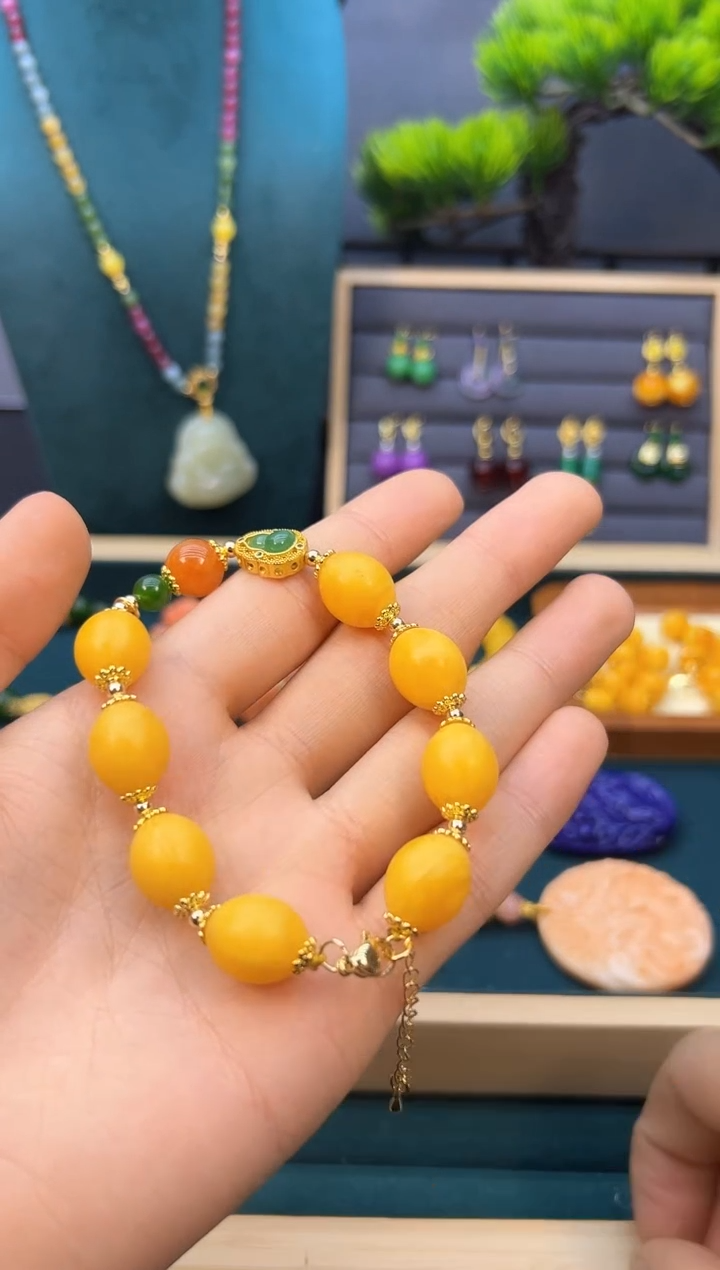 【闪购商品】蜜蜡耳饰14K金镶嵌S143       