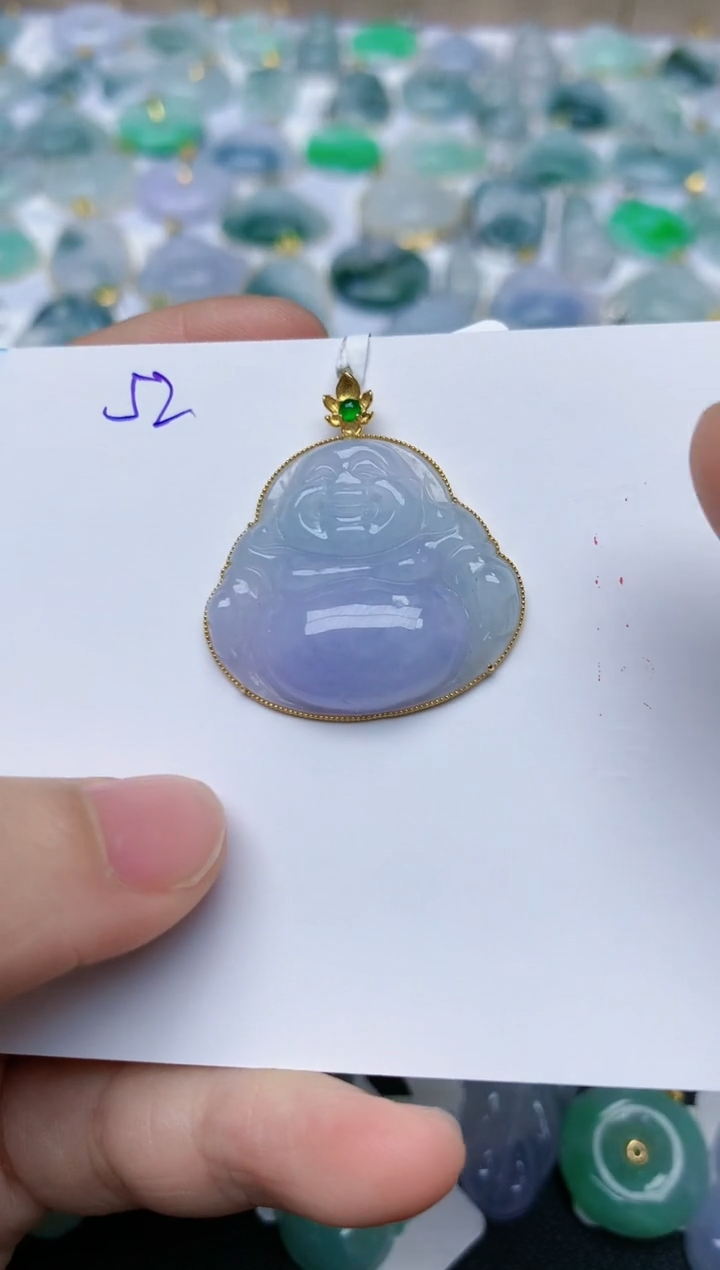 【闪购商品】翡翠颈饰18K金镶嵌天然翡翠A货    52