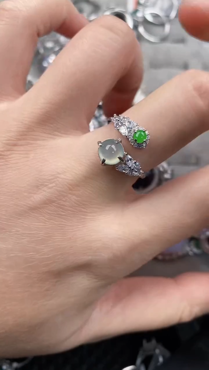 银S925镶嵌戒指翡翠777              8