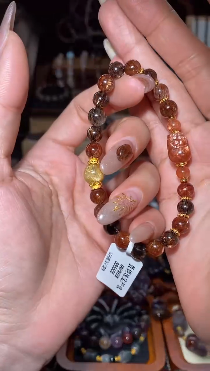 【闪购商品】水晶DIY手串未镶嵌黑金超七金太阳