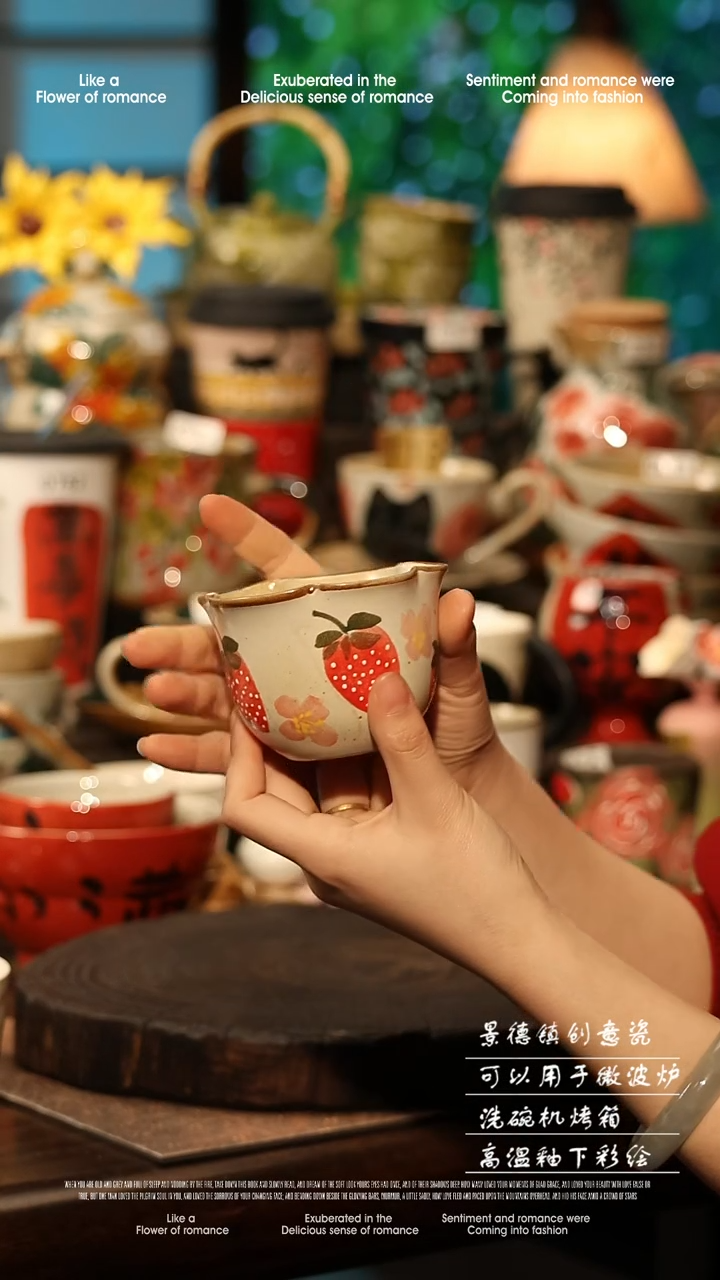 陶瓷景德镇高温釉下彩手工手绘款