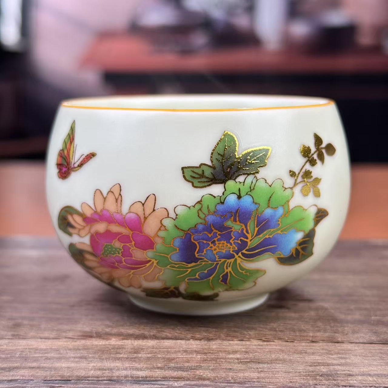 变色牡丹罗汉杯A142
