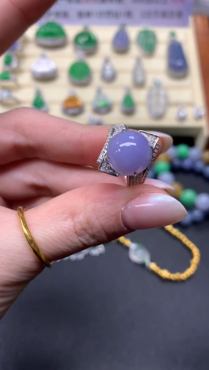 【闪购商品】翡翠戒指18K金镶嵌戒指|5500+550