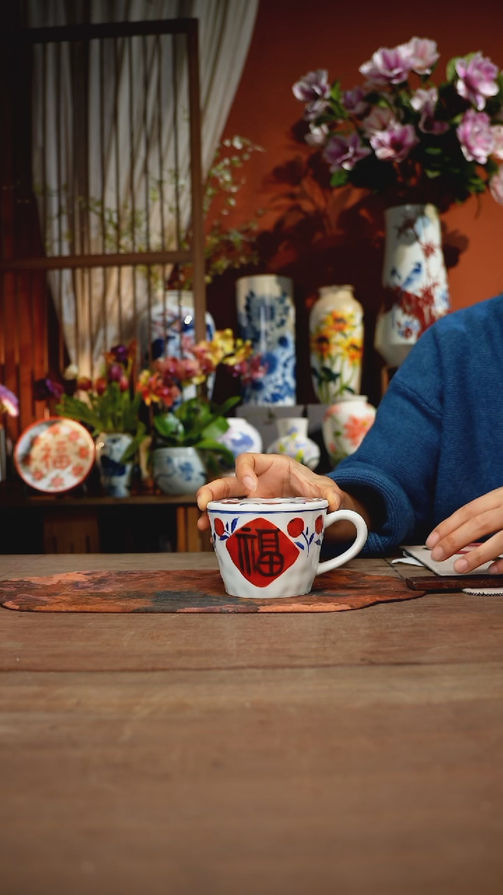 当代高温釉下彩手绘陶瓷餐具