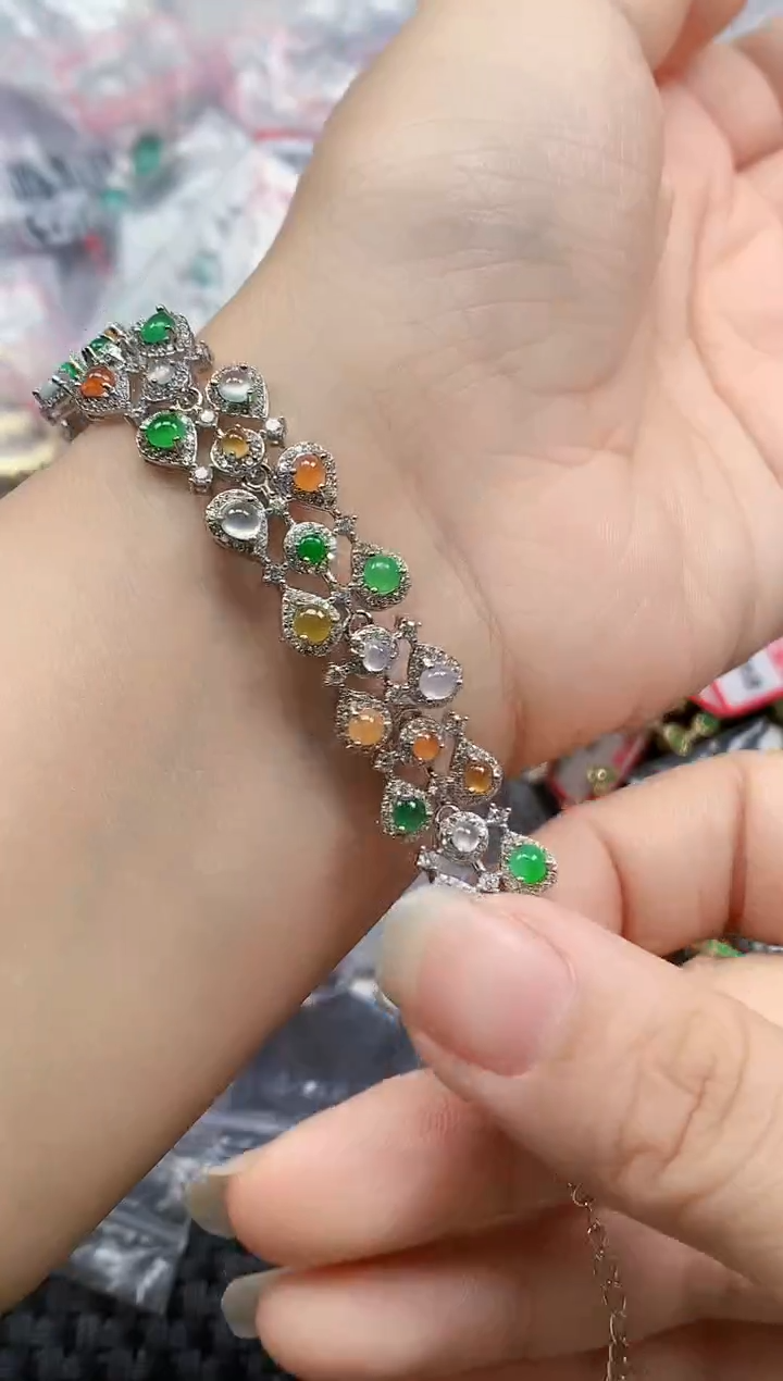 银S925镶嵌戒指翡翠天然A货缅甸翡翠