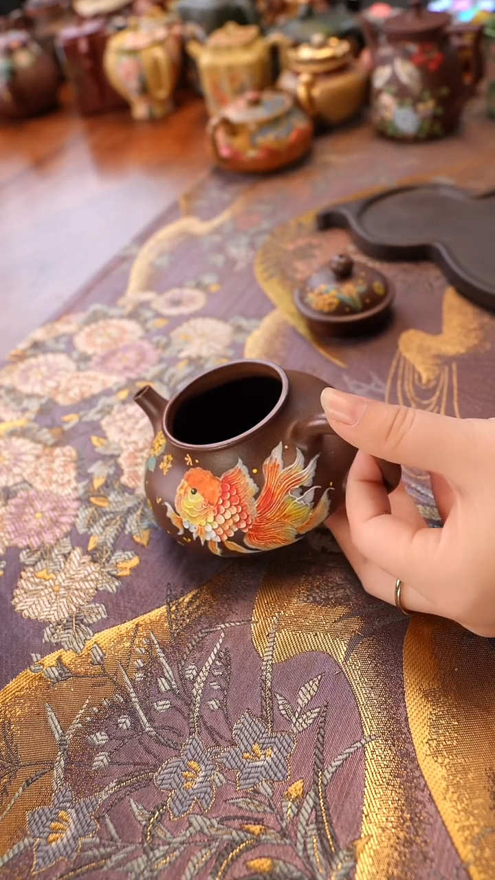 茶壶紫砂桂花锦鲤容天