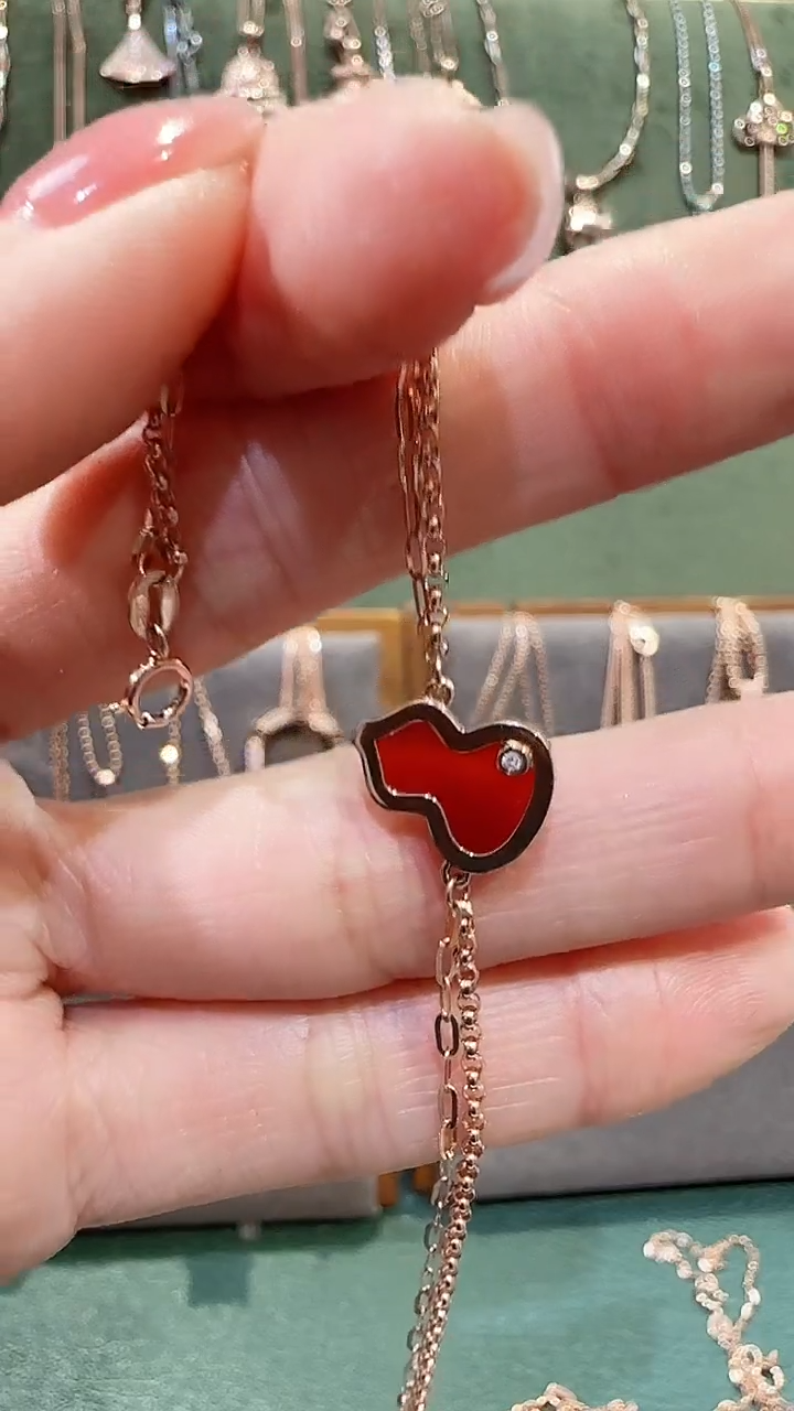 【闪购商品】玛瑙/玉髓手链18K金镶嵌18K金钻石葫芦手链