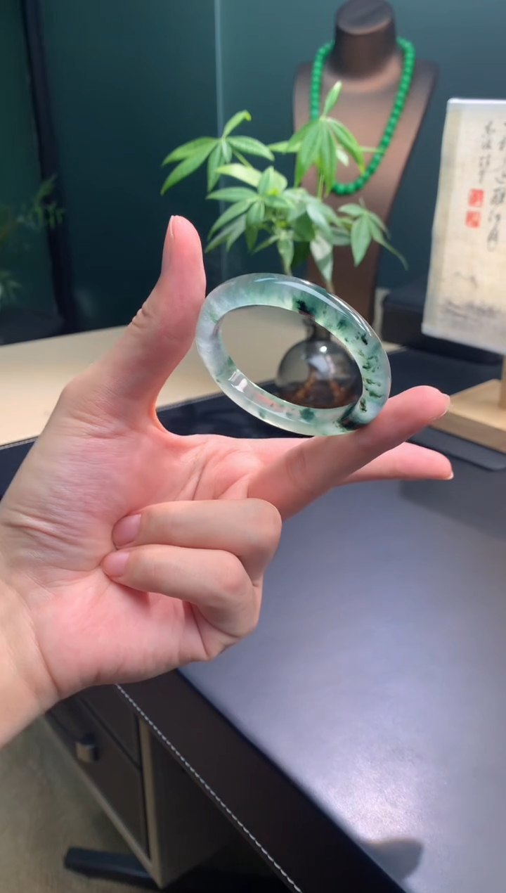 未镶嵌手镯翡翠【俊龙翡翠】天然缅甸A货翡翠手镯54-48贵妃