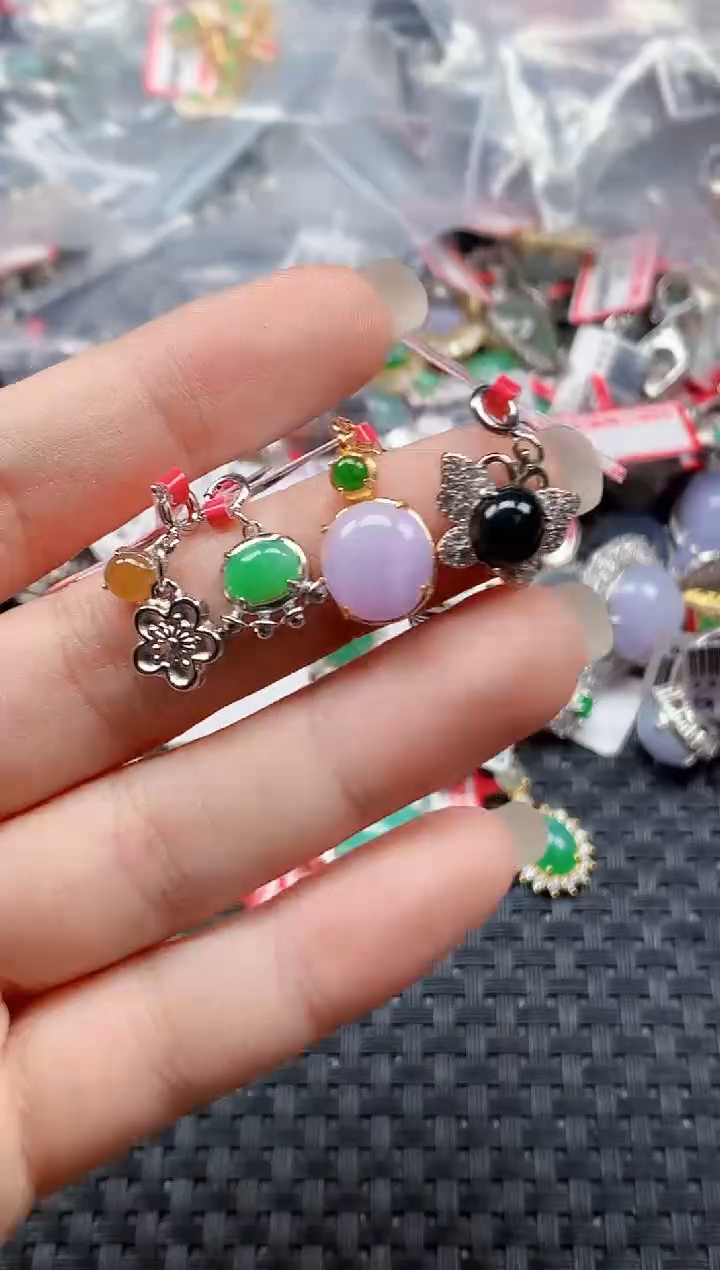 银S925镶嵌戒指翡翠天然A货缅甸翡翠