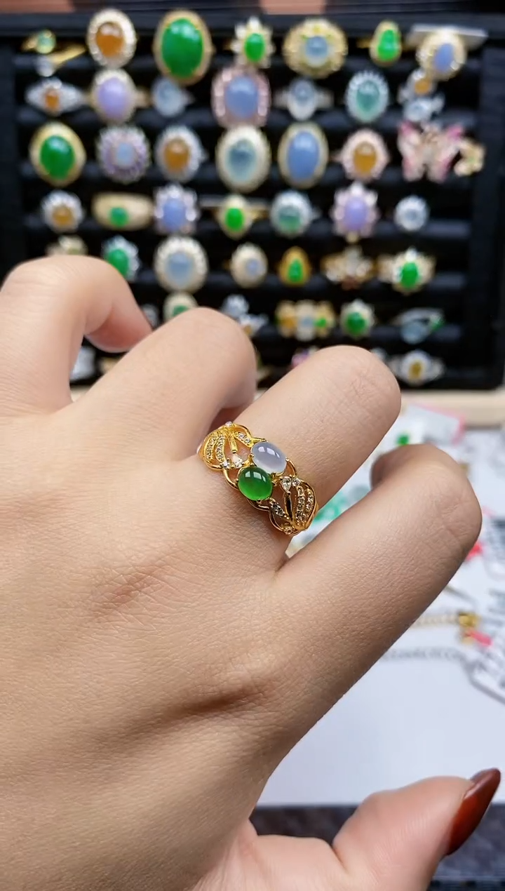 银S925镶嵌戒指翡翠425