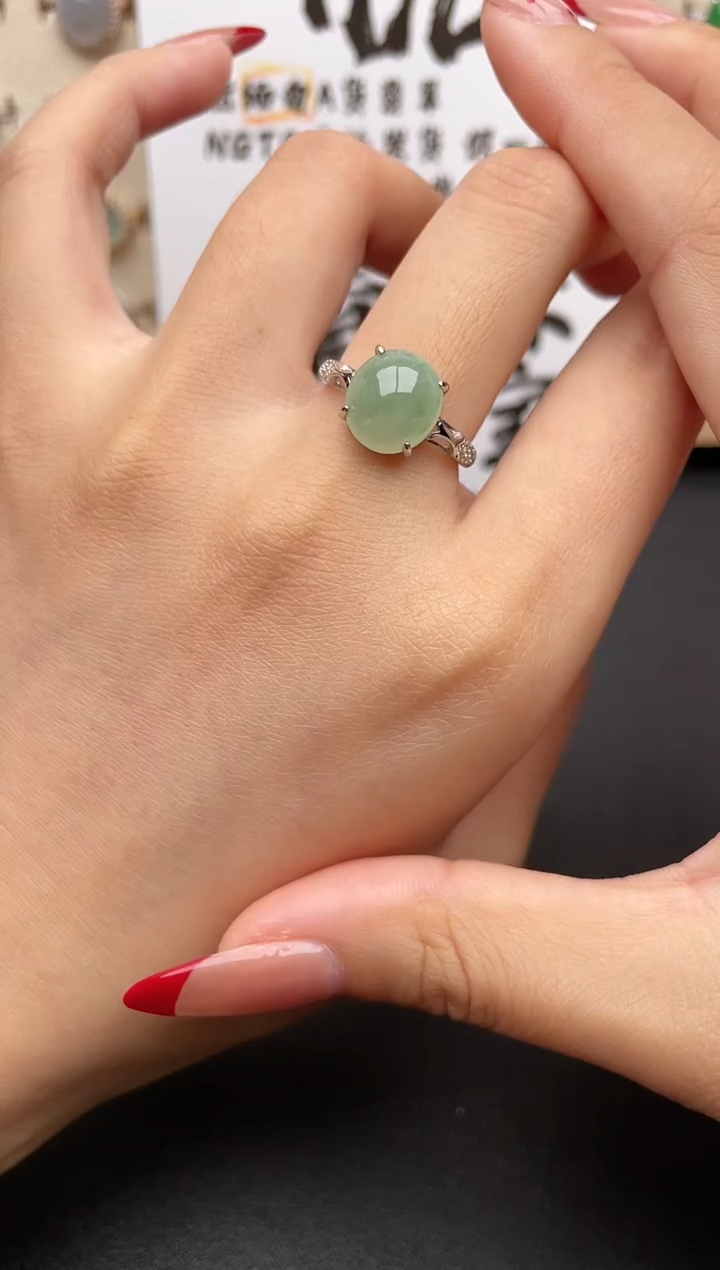 【闪购商品】翡翠戒指银S925镶嵌一物一证一礼盒