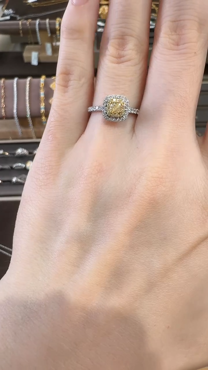 【闪购商品】钻石戒指/指环18K金镶嵌黄钻戒指   12#