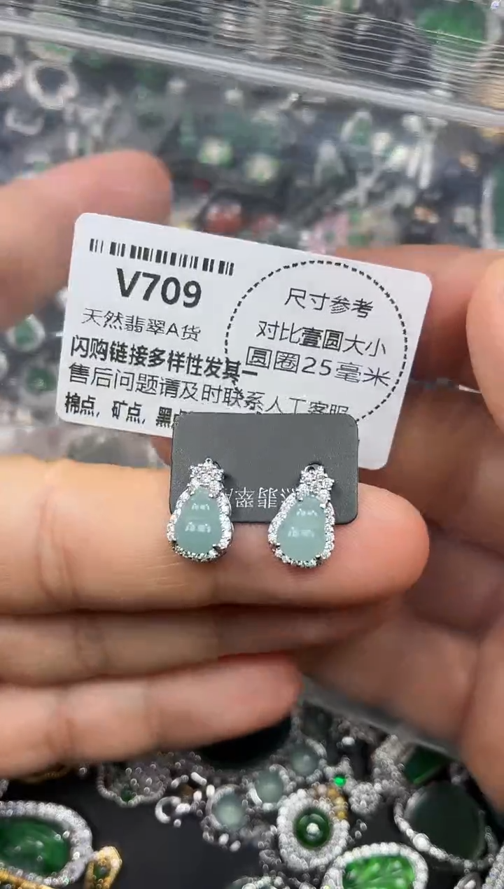 颈饰未镶嵌翡翠V709耳钉