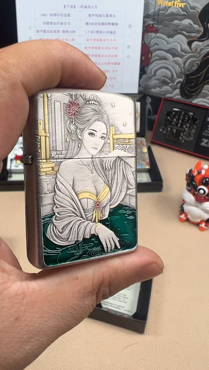 铜贵妃出浴-3D盔甲熏银鎏金珐琅彩