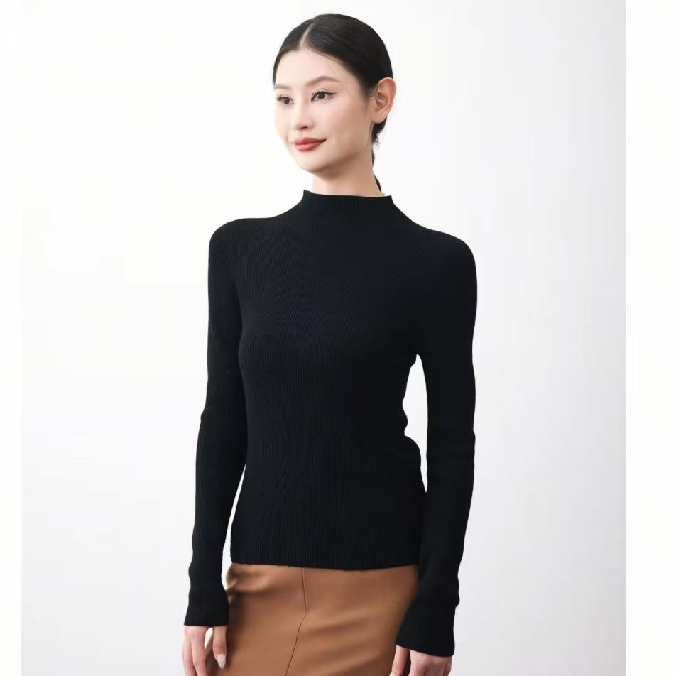 GIRDEAR/哥弟1399770新款时尚半高领纯色套头绵羊毛针织衫上衣
