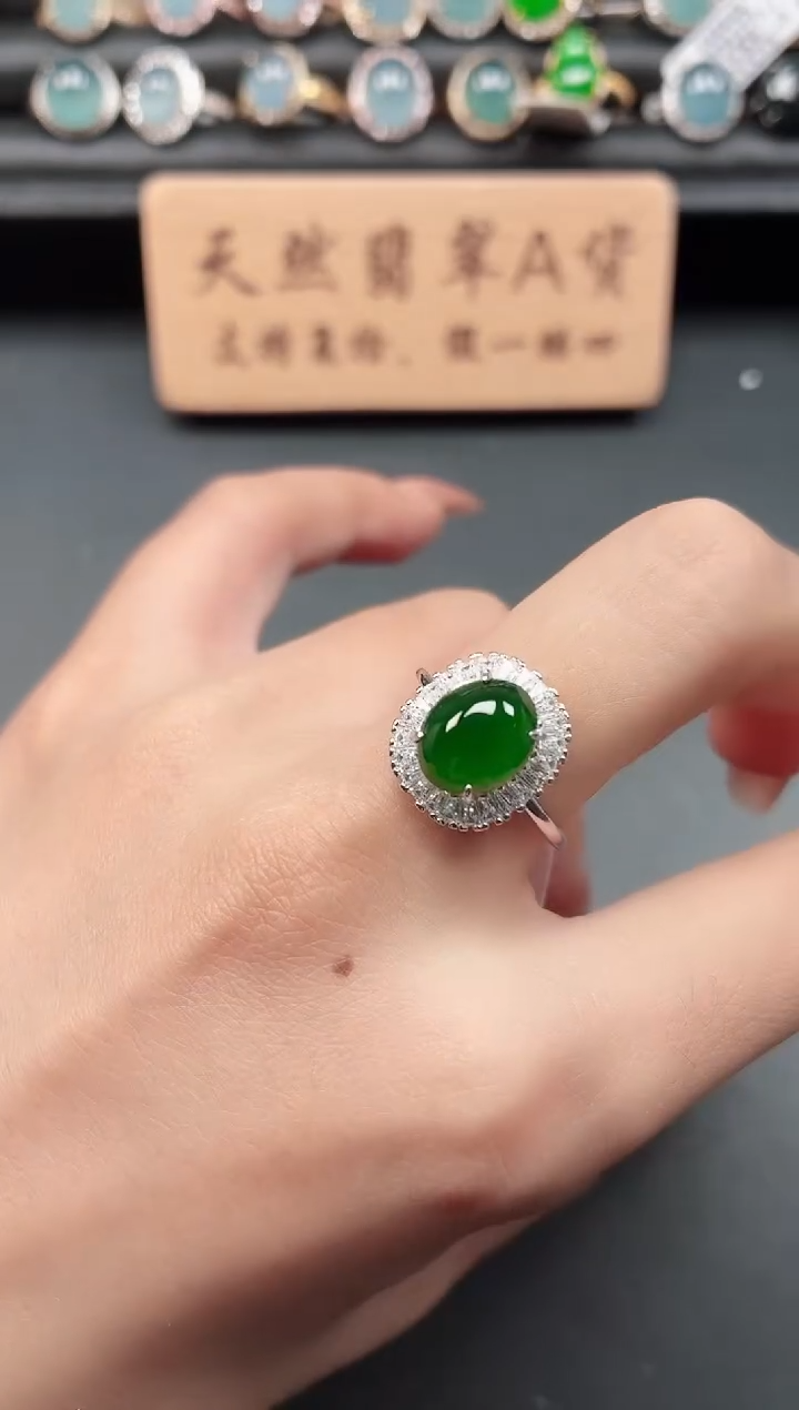 银S925镶嵌戒指翡翠111