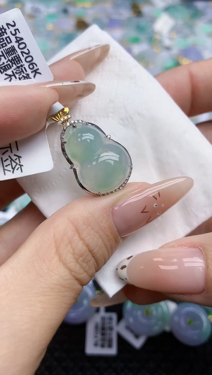 翡翠18K金镶嵌颈饰165   天然翡翠A货