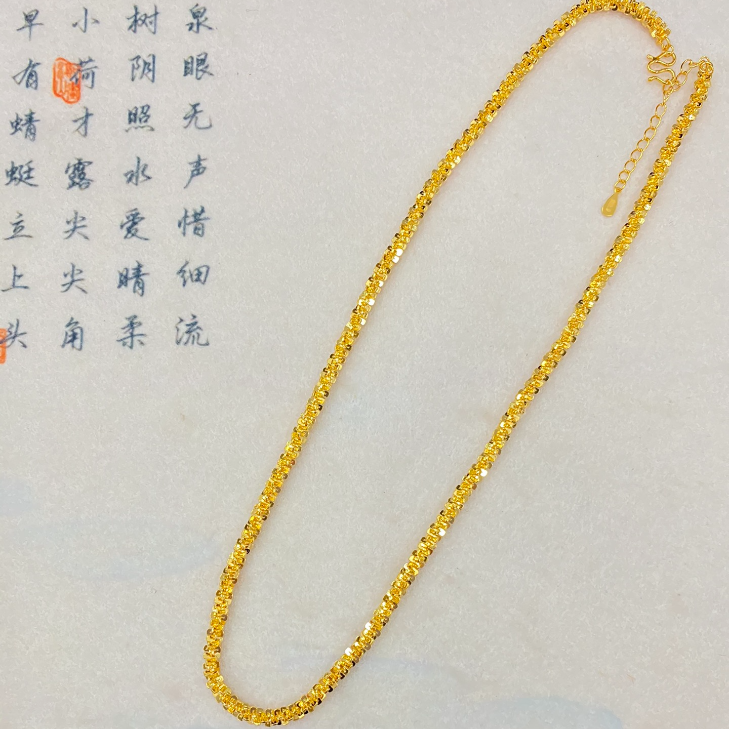 链子足银 碎金子女款项链可调节