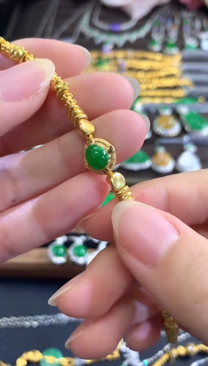 足金镶嵌手链翡翠b51多样性一件发货