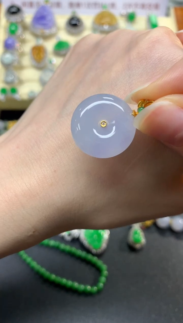 翡翠18K金镶嵌吊坠(不含链)吊坠|1500+150