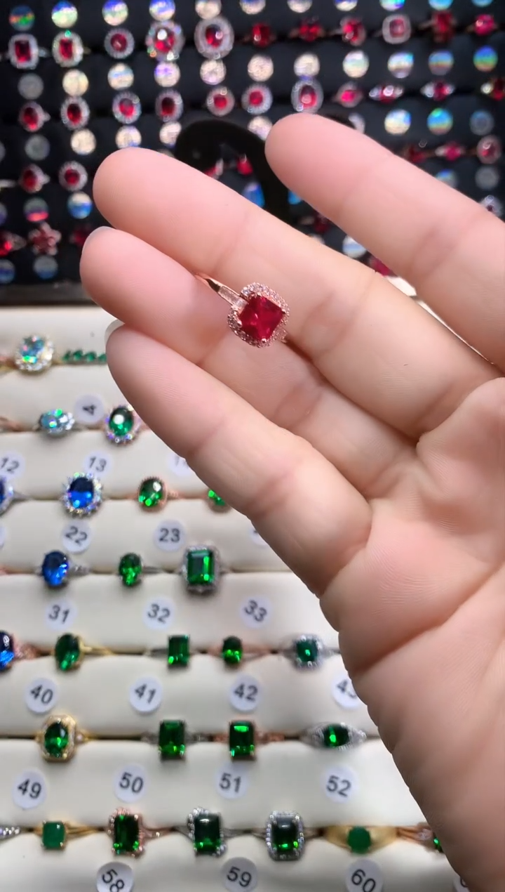 【闪购商品】红宝石戒指银S925镶嵌玫瑰金6