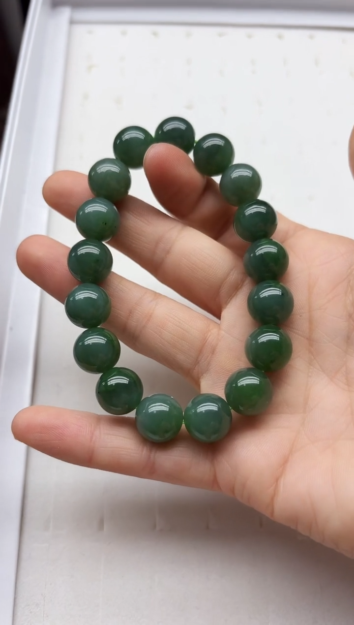 未镶嵌手链和田玉12MM  瓷蓝圆珠